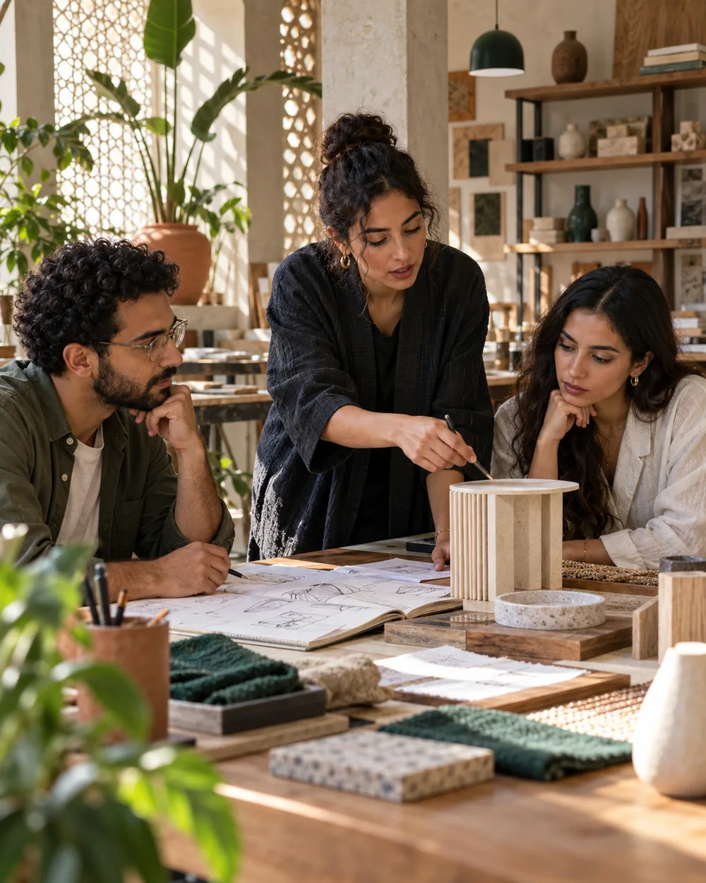 Illustration d’entrepreneurs réunis autour d’un prototype dans un atelier