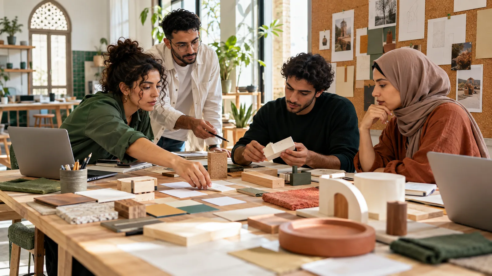 Illustration éditoriale de jeunes entrepreneurs travaillant sur un prototype et un plan d’action